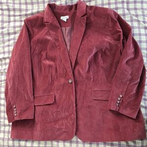 Velvet Blazer Washable Bordeaux Cotton Preppy Size 28